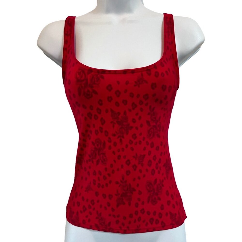 Vintage Y2K | Ruby Red | Rose Print | Olga | Camisole | Tank Top